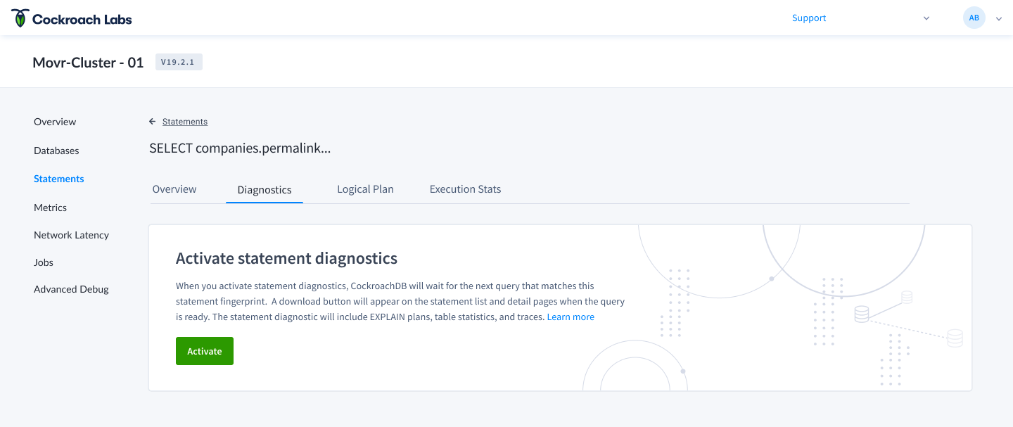 Statement diagnostics empty state
