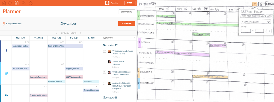 Planner prototype shown to clients